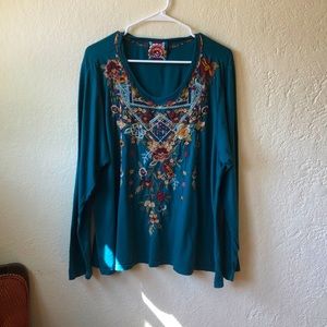 Johnny Was like new long sleeve cotton top